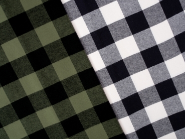 Flanell Baumwollflanell Maverick - Army/Schwarz